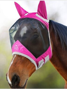 Harrison Howard CareMaster Horse Fly Mask Eye Space Standard with Ears Pink